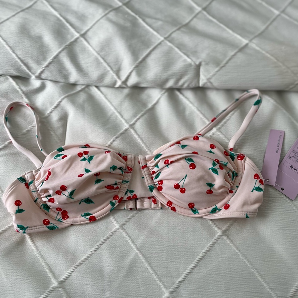 Cherry print bikini top